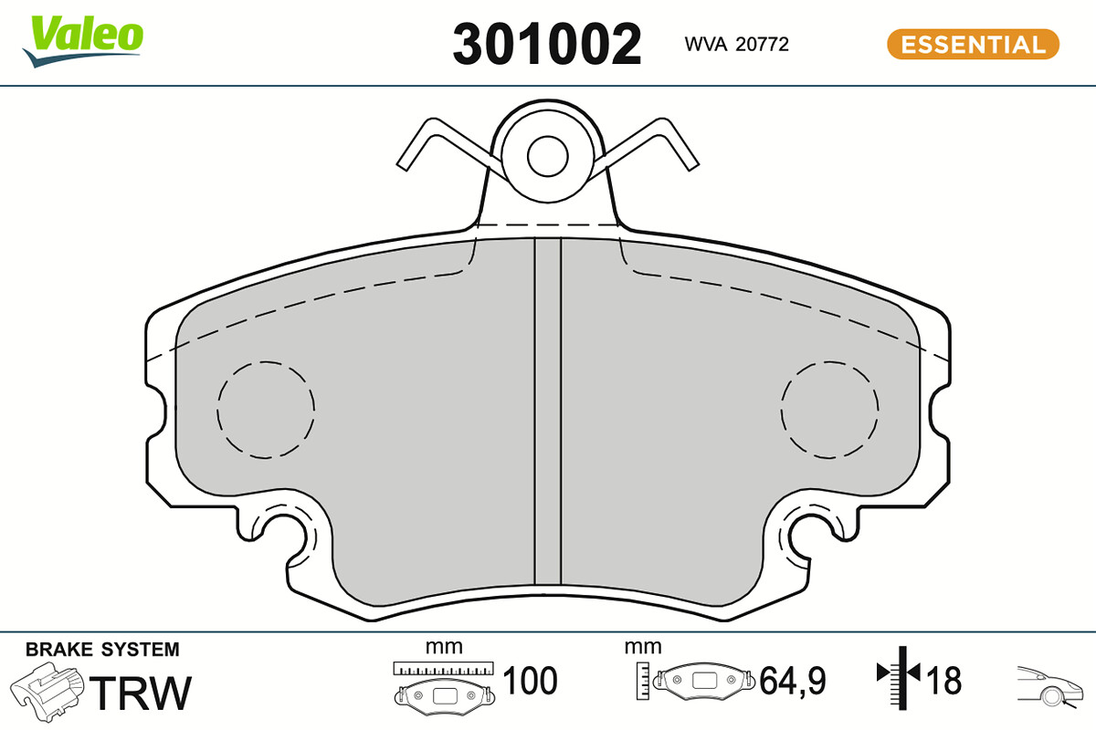 Jeu de 4 plaquettes de frein VALEO ref. 301002
